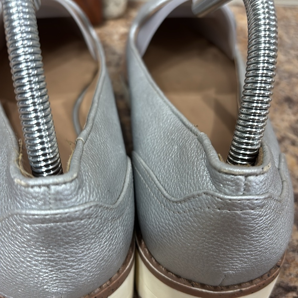 Call It Spring Vegan Silver Wedge Slip On Loafers Size 10 - Picture 10 of 12